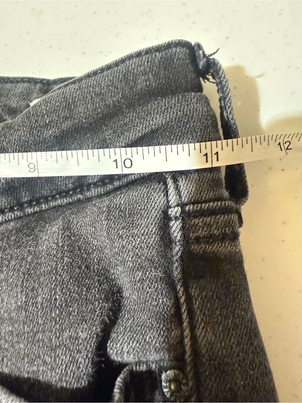 FRAYED Jeans High Rise Skinny Black Gray Wash Button Fly Stretch Size 24